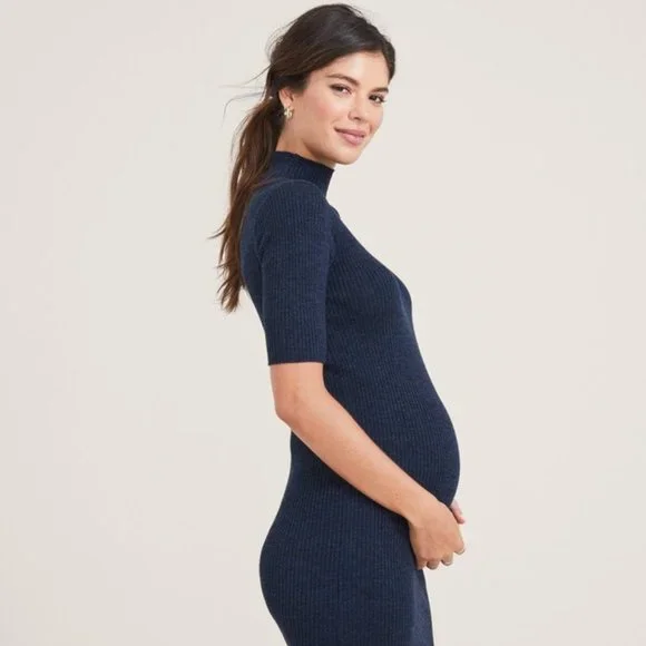 SOLD - Hatch The Penelope Ribbed Knit Midi-Dress Navy/Ink Size 1 (Small, Sz 2-4) - Picture 2 of 6